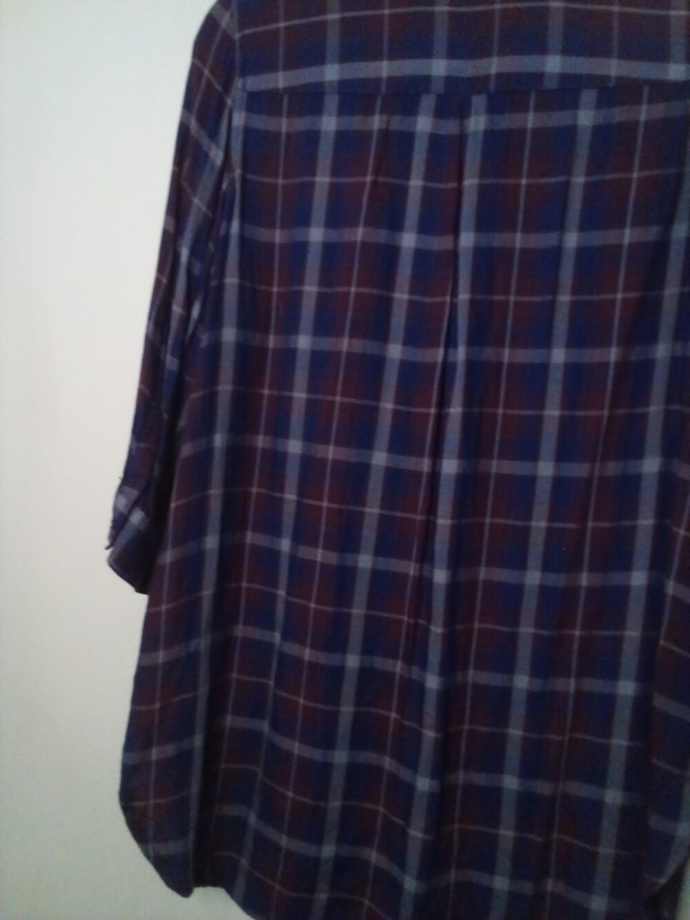 Khakis & Co Women S Button Up 3/4 Sleeve Pockets Plaid Red Blue - Picture 15 of 15